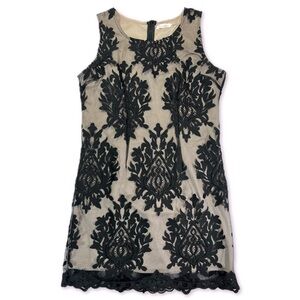 Tan & black lace dress, size large